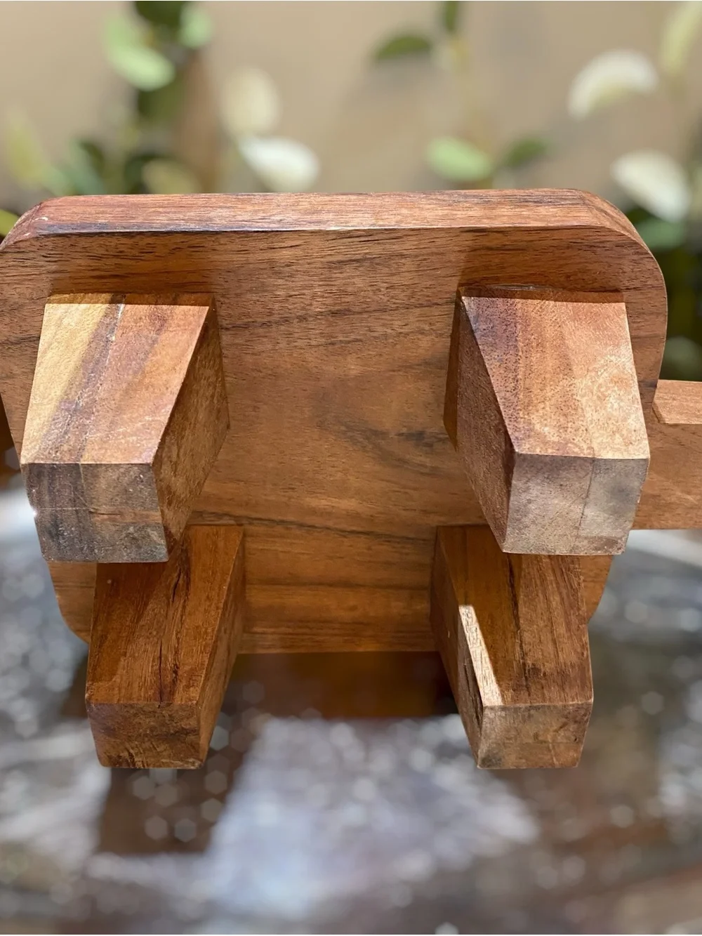 Vintage Thick Wood Footed Charcuterie Board Tray Cheese Appetizers